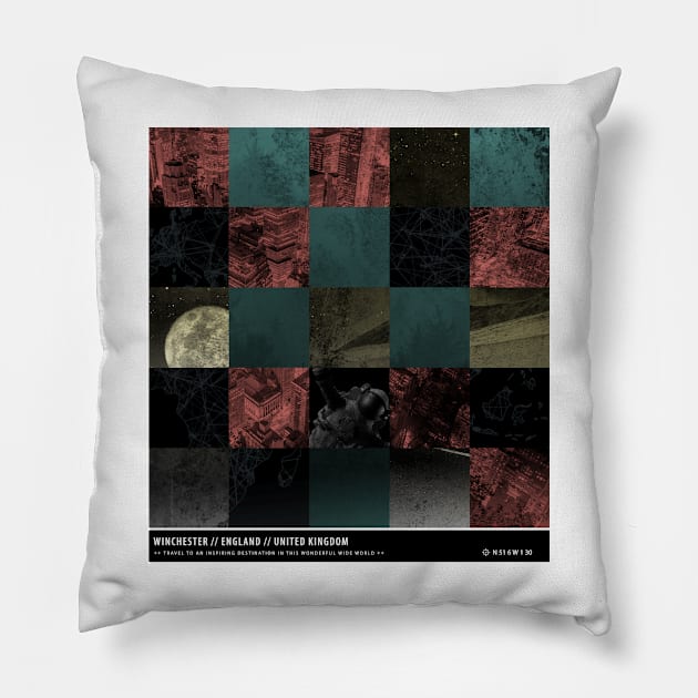 Winchester England United Kingdom Space City Pixel Cubes Pillow by MapYourWorld