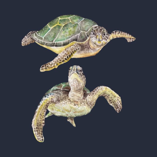 Sea Turtles Watercolor by wanderinglaur