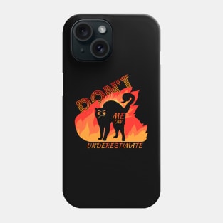 Angry Black Cat with Flames Design Phone Case