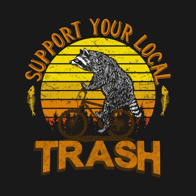 Funny retro Trash Racoon Bicycle by Foxxy Merch