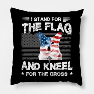 Corgi Dog Stand For The Flag Kneel For Fallen Pillow