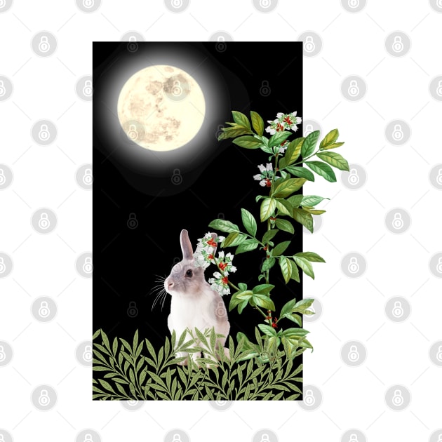 Night Rabbit Under Wild Blueberry by Bluepress