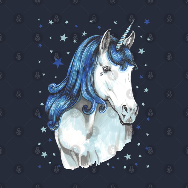 Blue unicorn by Pendientera