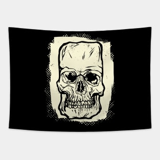 Vintage Grinning Blockhead Skull Graphic Tapestry