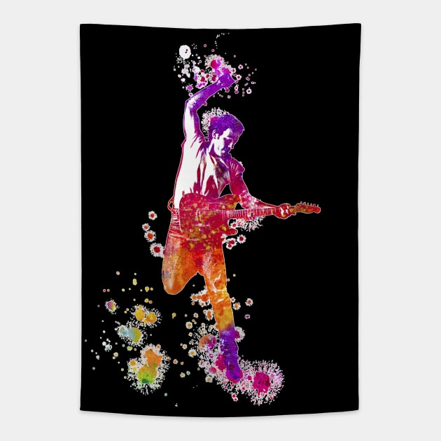 Bruce Springsteen The Boss Watercolor Splatter 01 Tapestry by SPJE Illustration Photography