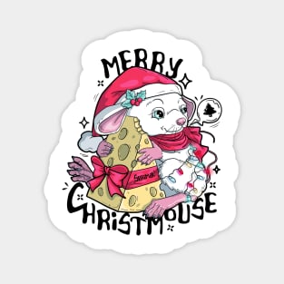 Merry Christmouse mouse and Christmas pun Magnet