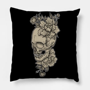 Skull and Peony Flowers Color Variant Pillow