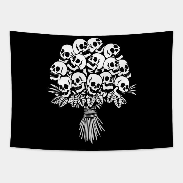 Skull Flowers Skeleton Gothic Aesthetic Grunge Emo Punk Halloween Gift Tapestry by Prolifictees
