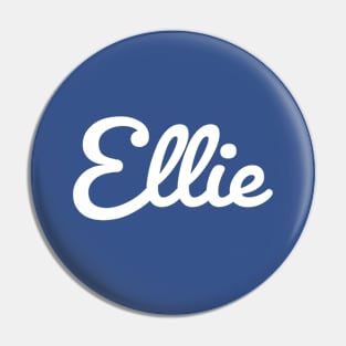 Ellie Typography White Cursive Script Pin