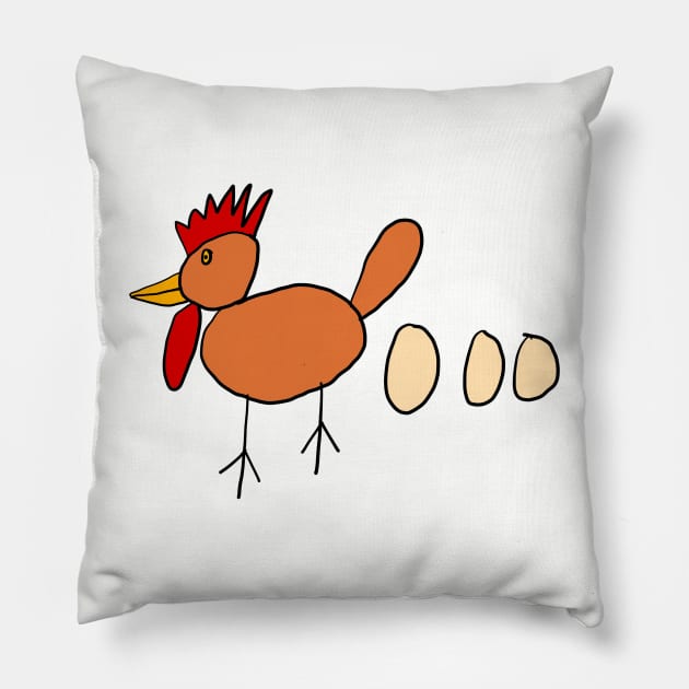 Kids Chicken Drawing Pillow by KatieMorrisArt