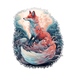 Tranquil Fox in Chinese Watercolor T-Shirt