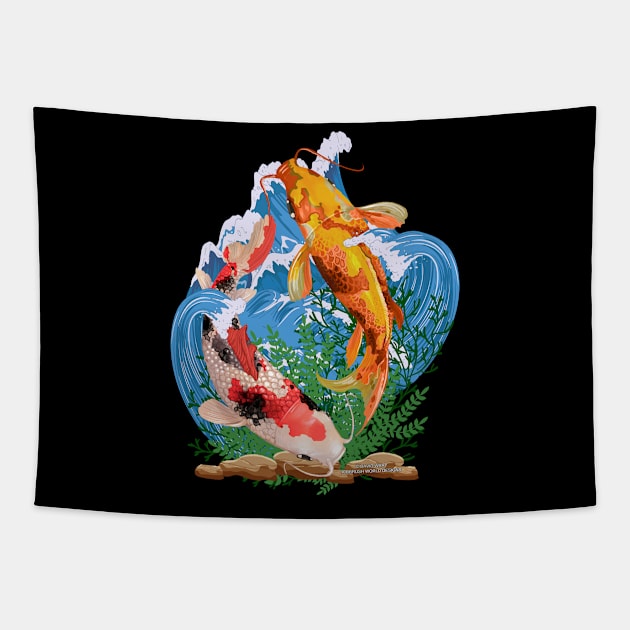 Koi Fish Aquatic Life Sea Creature Lover's Novelty Gift Tapestry by Airbrush World