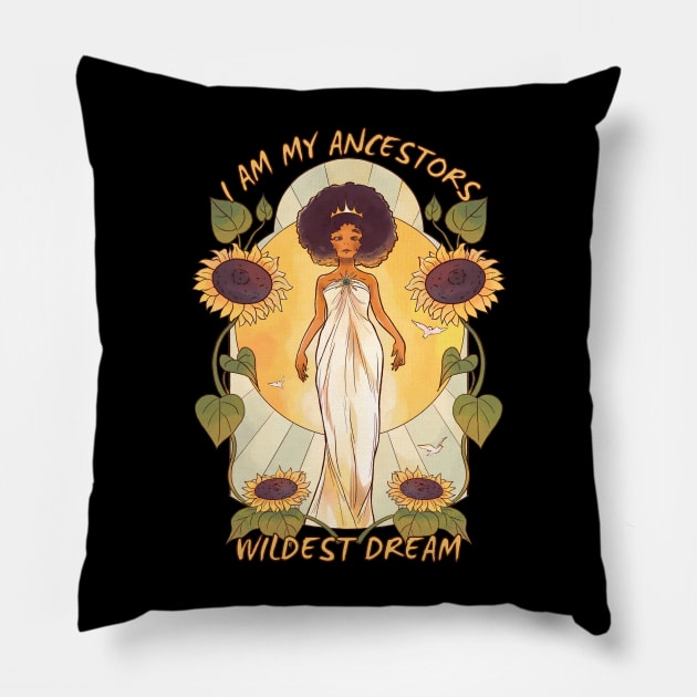 Black Girl Queen Sunflower Dream Pillow by Hypnotic Highs