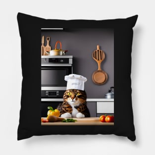 Chef Cat - Modern Digital Art Pillow