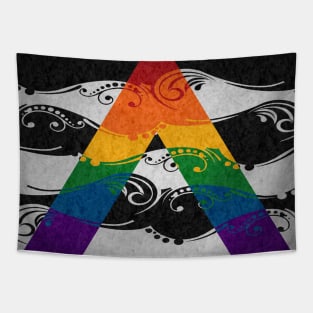 Fancy Swooped and Swirled LGBT Ally Pride Flag Background Tapestry