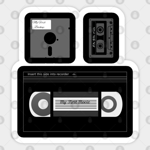 Vintage Geek Retro Husband 80s 90s Diskette Cassette print - Abstract - Sticker