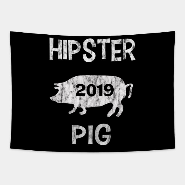 Hipster Chinese New Year Of The Pig 2019 Tapestry by familycuteycom