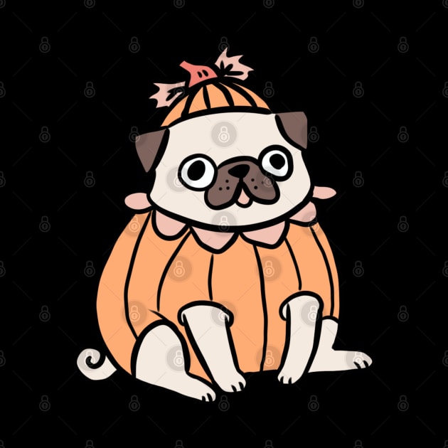 Cute little halloween pumpkin pug by Yarafantasyart