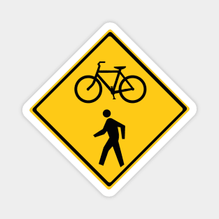 A Road Bicycle and Pedestrians Warning Sign Magnet