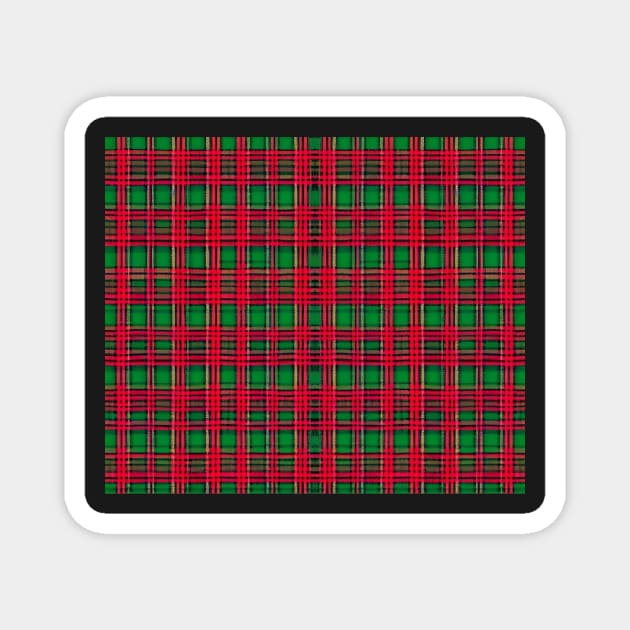 Red and Green Aesthetic Plaid Pattern Magnet by BubbleMench