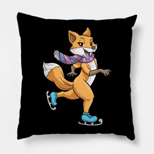 cute fox as a ice skater Pillow