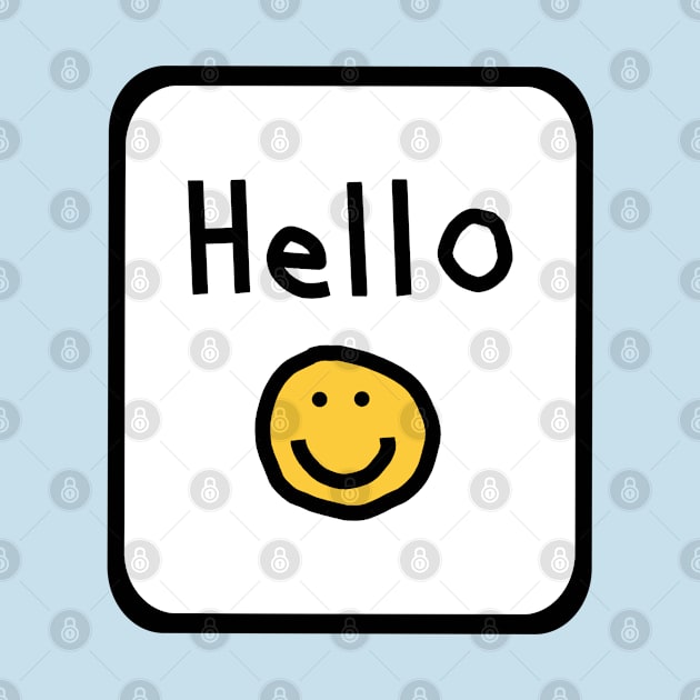 Framed Hello with Smiley Face by ellenhenryart