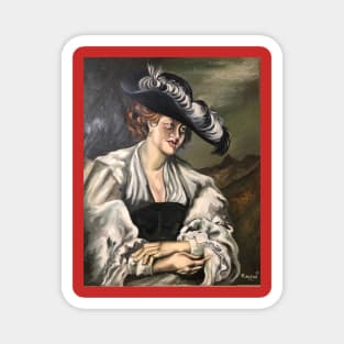 Victorian Lady with Feathered Hat Painting by my Father Magnet