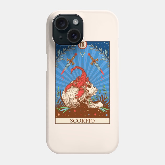Zodiac sign tarot card Scorpio Phone Case by OccultOmaStore