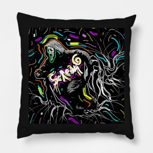 Scream VI  (Scream 6)  scary horror movie graphic design by ironpalette Pillow