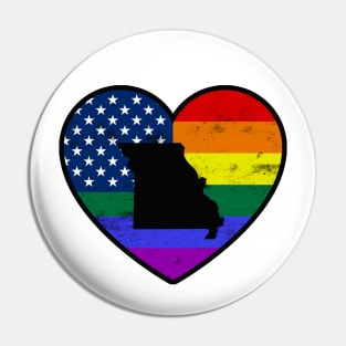 Missouri United States Gay Pride Flag Heart Pin