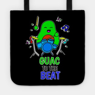 Guac To The Beat - Funny Avocado Cute Clipart Veggies - Musical Beats Drummer Tote