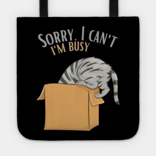 Sorry I cant Im busy cat in glasses funny sarcastic messages sayings and quotes Tote