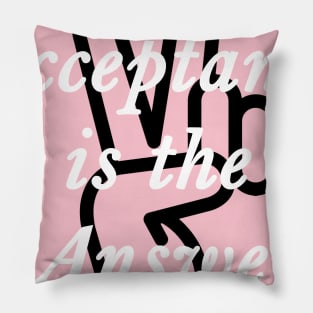 Acceptance is the Answer with a Peace sign AA slogan Pillow