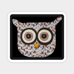 Tweed Owl on Black Magnet