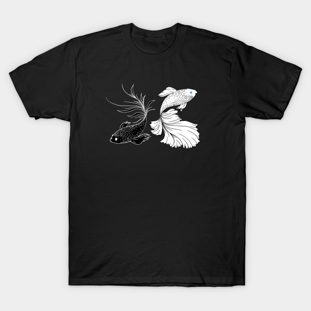 Betta T-shirt (Siamese Fighting Fish) - Black Graphic Tee In Organic Cotton