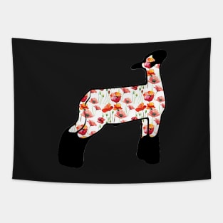 Watercolor Poppy Market Wether Lamb Silhouette 1 - NOT FOR RESALE WITHOUT PERMISSION Tapestry