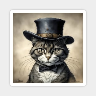 [AI Art] Cheeky cat with hat Magnet