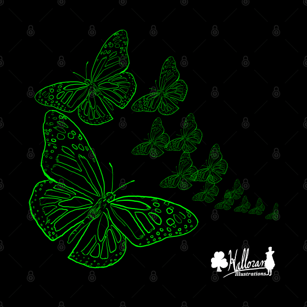 Green Monarch Butterflys Cerebral Palsy Awareness by Halloran Illustrations