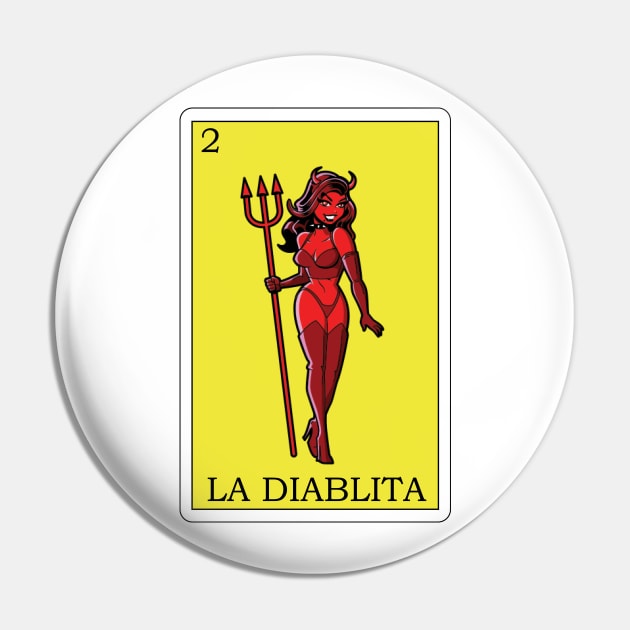 Loteria Mexicana Art - La Diablita Lottery Gift - Mexican Lottery La Diablita Pin by HispanicStore