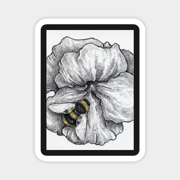 Bumblebee Nasturtium Magnet by hnewmanart