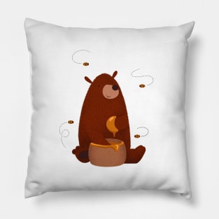 Cute bear eating honey Pillow