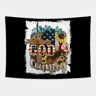 This Is God's USA Country Christian Sunflower American Flag Tapestry