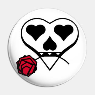 Skull-Heart with a rose in the teeth Pin