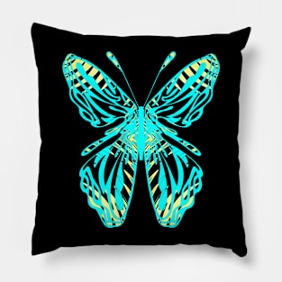 Fantasy Butterfly Green and Yellow Silhouette Pillow