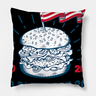 Independance Day 4th of july America with usa flag on humborger Pillow