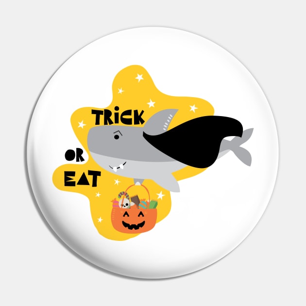 Shark Vampire Trick or Eat Pin by AlbaDigitalArt