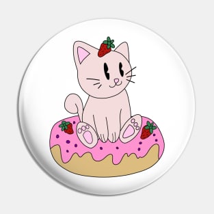 Cat Strawberry Dessert Pin