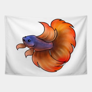 Fish - Betta Fish - Orange Indigo Tapestry