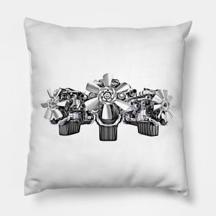 V8 Engine Trio Cartoon Pillow