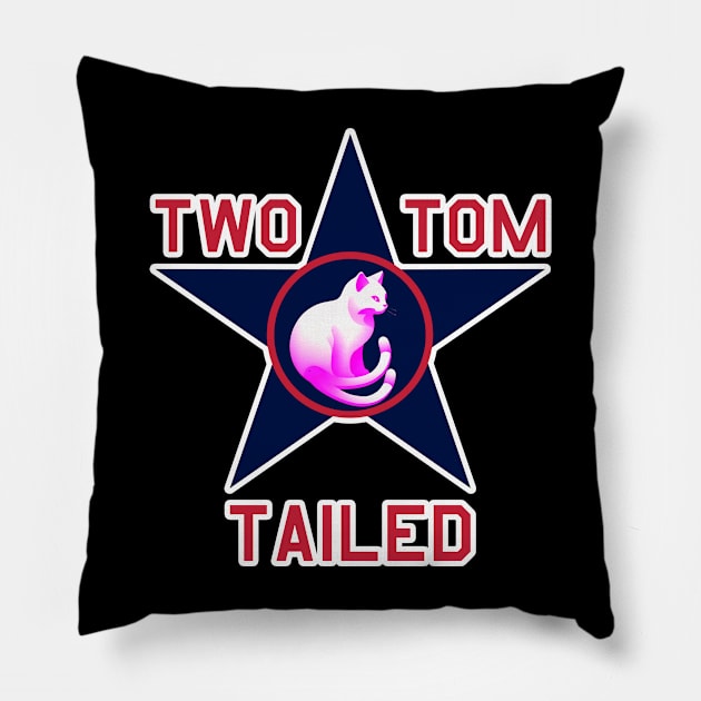 Two Tailed Tom - - Blue  Star - - Tagged Pillow by Two Tailed Tom